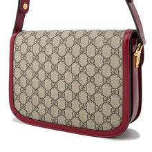 Load image into Gallery viewer, GUCCI 1955 Horsebit GG Supreme Shoulder Bag Beige/Red602204 GG Supreme Leather

