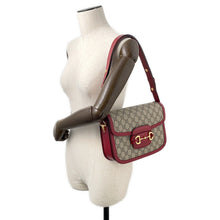 Load image into Gallery viewer, GUCCI 1955 Horsebit GG Supreme Shoulder Bag Beige/Red602204 GG Supreme Leather
