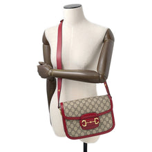 Load image into Gallery viewer, GUCCI 1955 Horsebit GG Supreme Shoulder Bag Beige/Red602204 GG Supreme Leather
