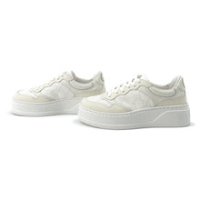将图像加载到图库查看器中，GUCCI Interlocking G GG Supreme Sneakers White/Ivory700775 PVC Leather Size 34.5
