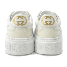 将图像加载到图库查看器中，GUCCI Interlocking G GG Supreme Sneakers White/Ivory700775 PVC Leather Size 34.5
