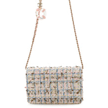 Load image into Gallery viewer, CHANEL Matelasse Tweed Chain Wallet White/Pink/BlueA33814 Tweed
