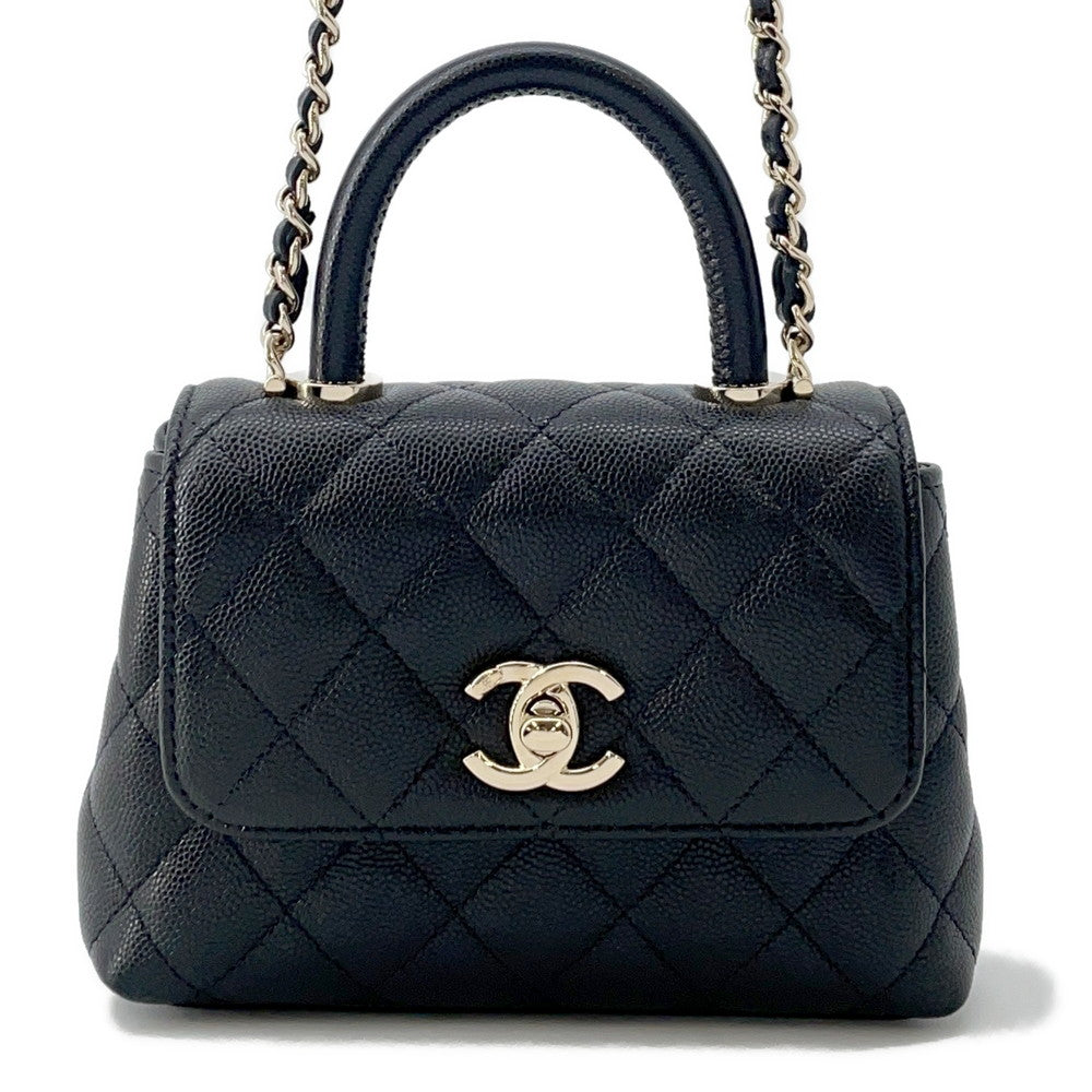 CHANEL Matelasse Coco Handle BlackAP4244 Caviar Leather Size Mini mini