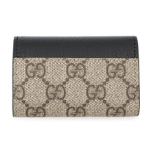 将图像加载到图库查看器中，GUCCI Double G Bicolor 6-Key Case Black/Beige456118 GG Supreme Leather
