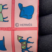 将图像加载到图库查看器中，HERMES Twilly Horsewear Couvertures et Tenues Rose/Blue/VertH061356S Silk100%
