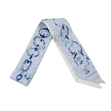 将图像加载到图库查看器中，HERMES Twilly Do Re Boucles Broderie Anglaise Blue/Blanc/MarineH853951S Silk100%
