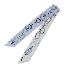 Load image into Gallery viewer, HERMES Twilly Do Re Boucles Broderie Anglaise Blue/Blanc/MarineH853951S Silk100%
