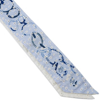 将图像加载到图库查看器中，HERMES Twilly Do Re Boucles Broderie Anglaise Blue/Blanc/MarineH853951S Silk100%
