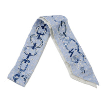 将图像加载到图库查看器中，HERMES Twilly Do Re Boucles Broderie Anglaise Blue/Blanc/MarineH853951S Silk100%
