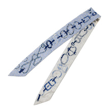 将图像加载到图库查看器中，HERMES Twilly Do Re Boucles Broderie Anglaise Blue/Blanc/MarineH853951S Silk100%
