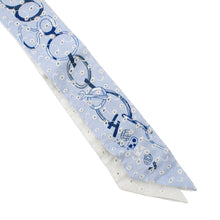 Load image into Gallery viewer, HERMES Twilly Do Re Boucles Broderie Anglaise Blue/Blanc/MarineH853951S Silk100%

