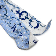 将图像加载到图库查看器中，HERMES Twilly Do Re Boucles Broderie Anglaise Blue/Blanc/MarineH853951S Silk100%
