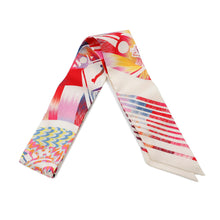 将图像加载到图库查看器中，HERMES Twilly MarbleSilk &quot;Exlibris&quot; Rose/Blanc/BlueH064066S Silk100%
