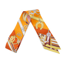 将图像加载到图库查看器中，HERMES Twilly Brides et Gris-Gris《Breet and Bag Charm》 Orange/Jaune/RoseH062849S Silk100%
