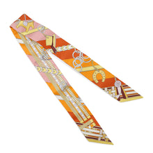 将图像加载到图库查看器中，HERMES Twilly Brides et Gris-Gris《Breet and Bag Charm》 Orange/Jaune/RoseH062849S Silk100%
