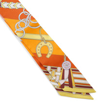 将图像加载到图库查看器中，HERMES Twilly Brides et Gris-Gris《Breet and Bag Charm》 Orange/Jaune/RoseH062849S Silk100%
