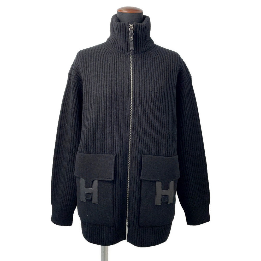 HERMES H motif knit Size 34 Black2H2204DA Wool 100%