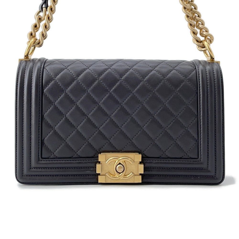 CHANEL Boy Chanel ChainShoulder Bag Dark GrayA67086 Lambskin