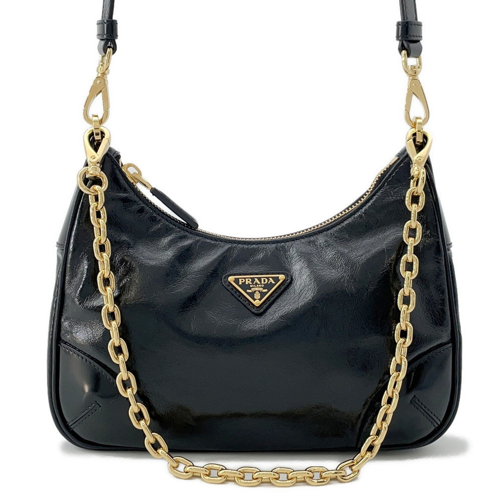 PRADA Re-Edition 2005 2WAYShoulder Bag Black1BH204 Leather Patent Leather