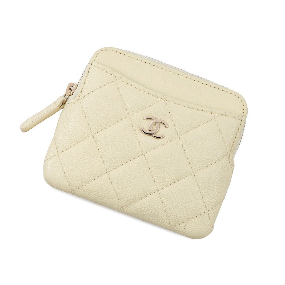 CHANEL Classic Zip Fragment Case Baby YellowAP2061 Caviar Leather