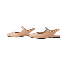 将图像加载到图库查看器中，HERMES Ballet Flats Cleo Beige Perlino / Gris Argent Leather Size 35

