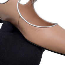 Load image into Gallery viewer, HERMES Ballet Flats Cleo Beige Perlino / Gris Argent Leather Size 35
