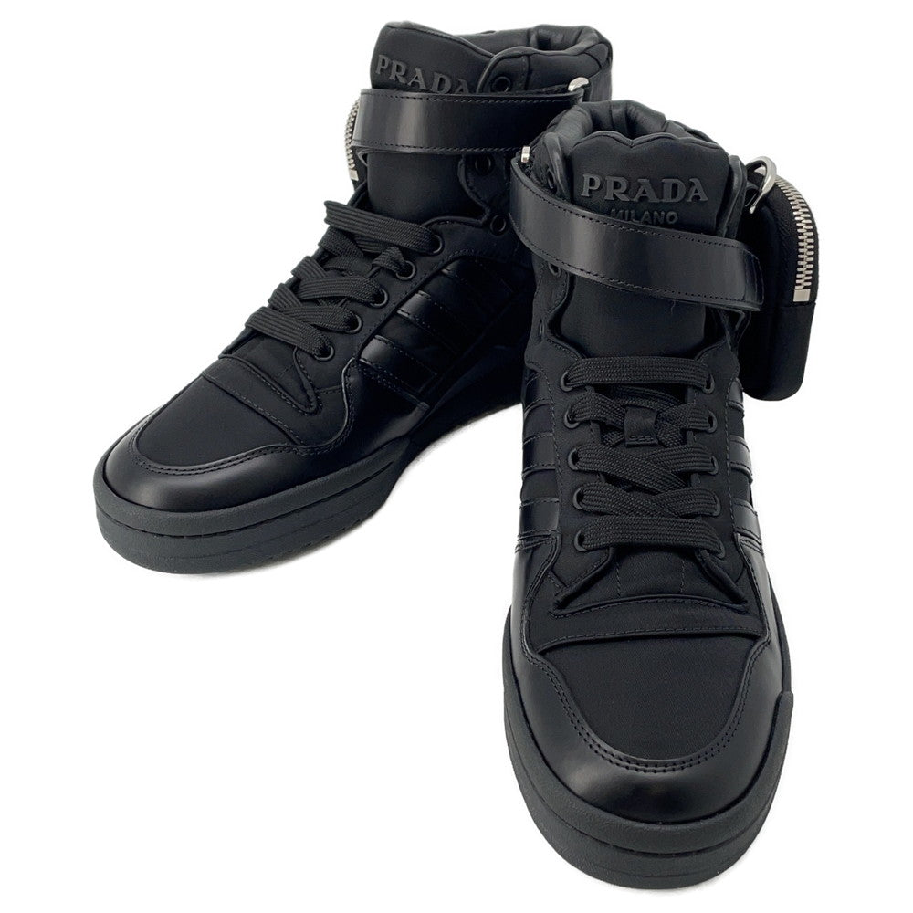PRADA Re-NylonPRADAxadidas ForumHigh-top Sneakers Black2TG193 Nylon Leather Size 7 1/2