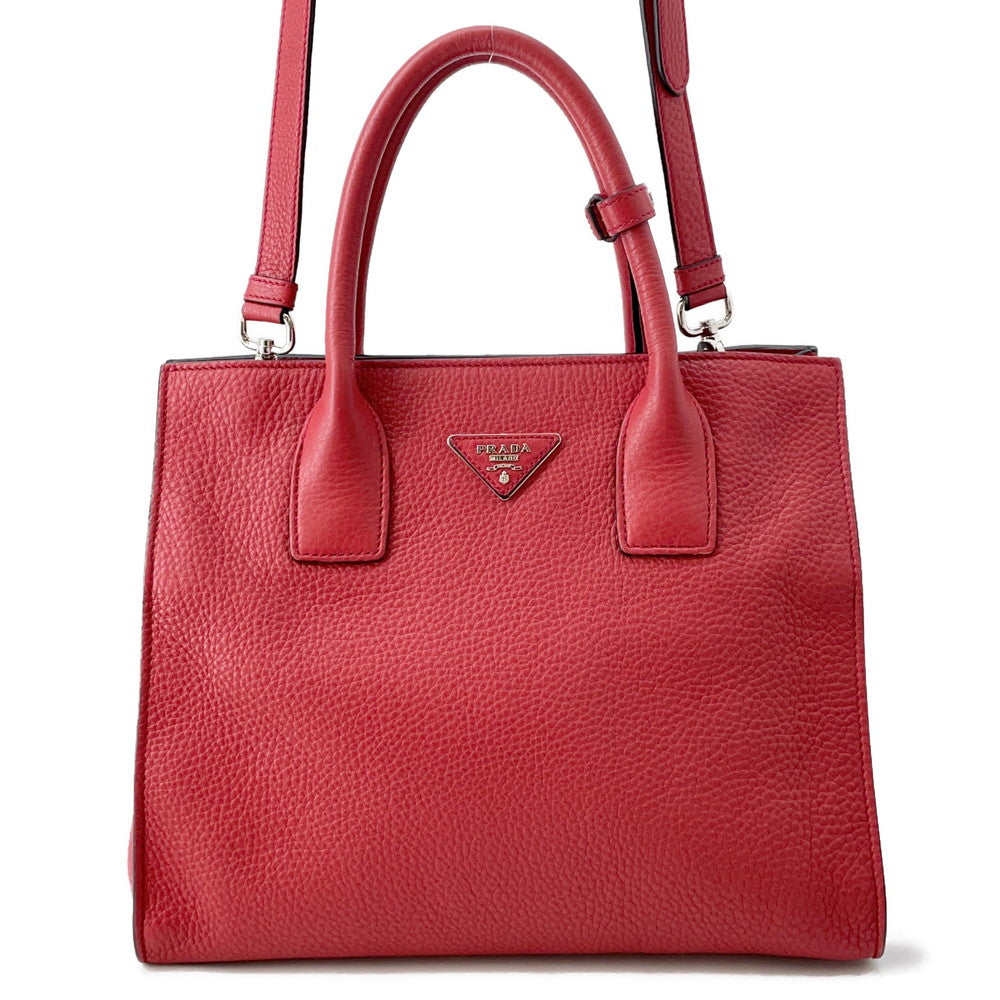PRADA Vitello Dyno 2-Way Handbag RedBN2693 Leather