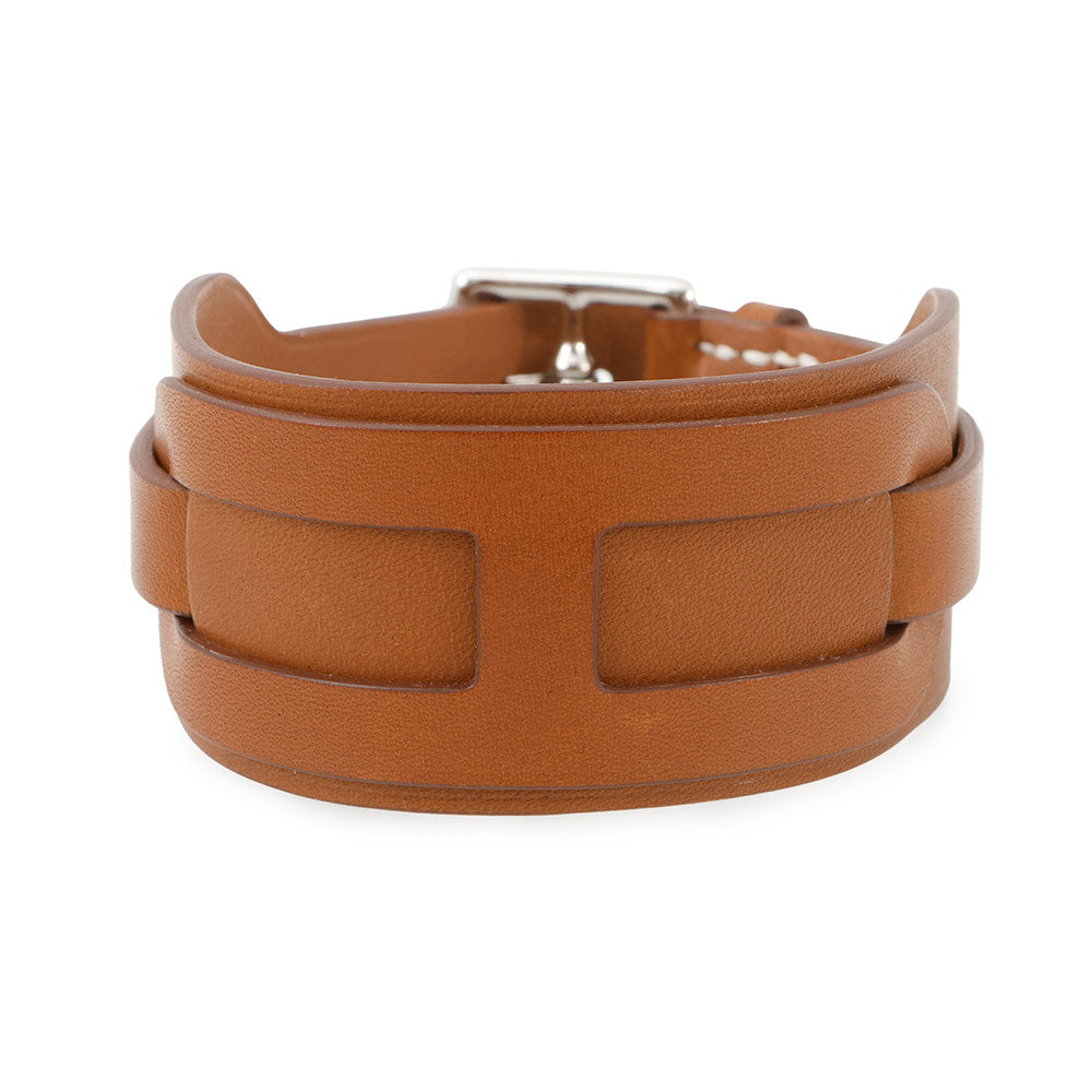 HERMES Etrivière Babor Bracelet Size T5 Gold Tadelakt Leather