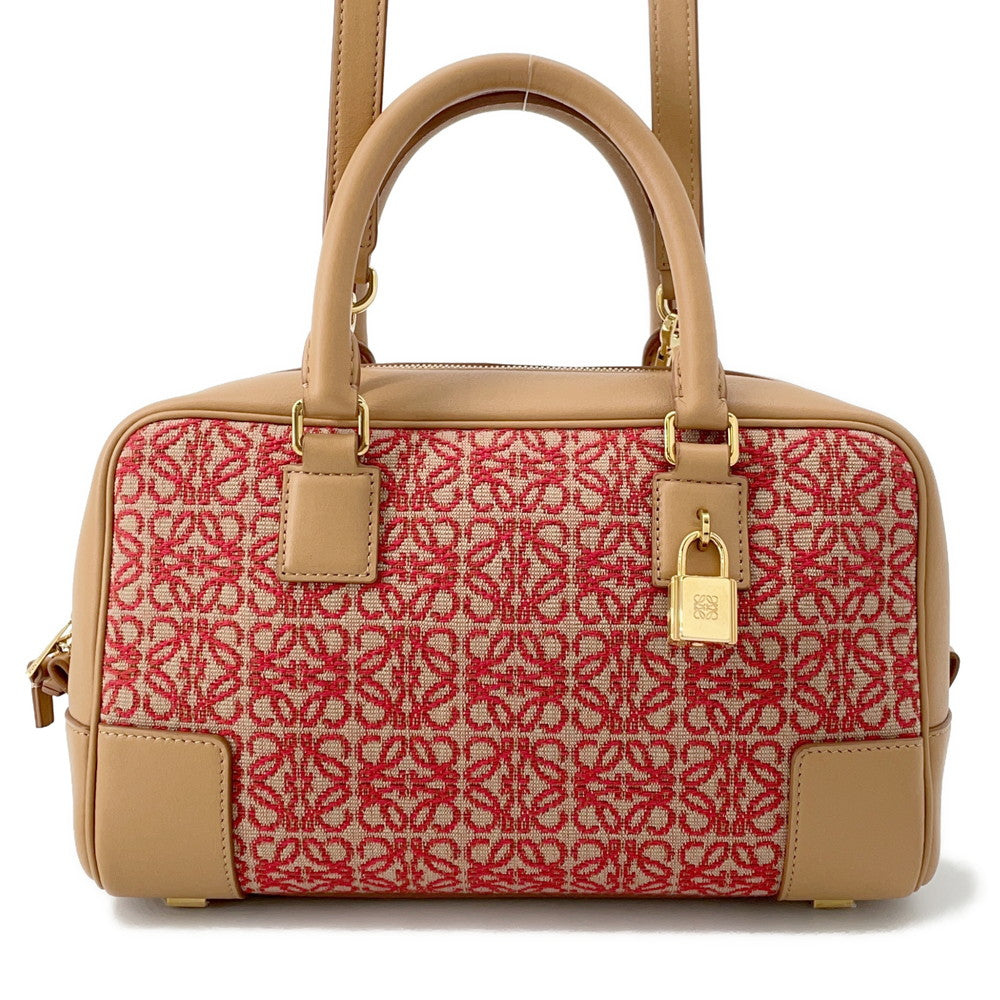 LOEWE Amazona 23 Anagram Beige/RedA039N07X03 Canvas Leather Size 23