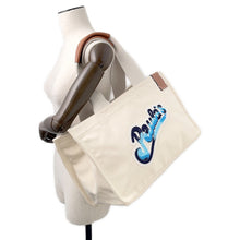 将图像加载到图库查看器中，LOEWE Paula Ibiza Tote Bag Ivory/Blue Canvas Leather
