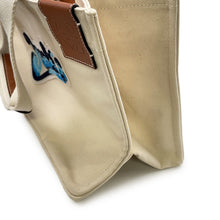 将图像加载到图库查看器中，LOEWE Paula Ibiza Tote Bag Ivory/Blue Canvas Leather

