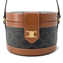 将图像加载到图库查看器中，CELINE Triomphe Tambour Shoulder Bag Tan195192 PVC Leather Size Medium
