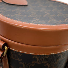 将图像加载到图库查看器中，CELINE Triomphe Tambour Shoulder Bag Tan195192 PVC Leather Size Medium
