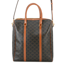 将图像加载到图库查看器中，CELINE Triomphe Vertical Travel Bag Black/Tan194822 PVC Leather
