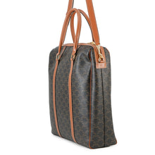 将图像加载到图库查看器中，CELINE Triomphe Vertical Travel Bag Black/Tan194822 PVC Leather
