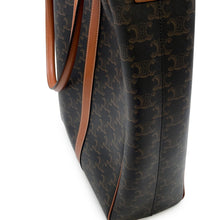 将图像加载到图库查看器中，CELINE Triomphe Vertical Travel Bag Black/Tan194822 PVC Leather

