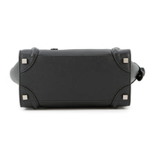 将图像加载到图库查看器中，CELINE Luggage Shopper Handbag Black189793 Leather Size micro
