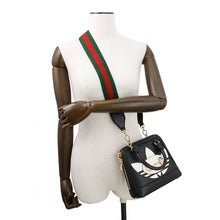 将图像加载到图库查看器中，GUCCI Horsebit 2WAY Handbag Adidas collaboration Black677212 Leather
