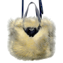 将图像加载到图库查看器中，PRADA Triangle Logo 2WAY Handbag Beige/Black1BG406 Fake fur
