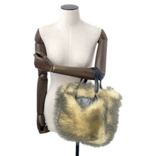 Load image into Gallery viewer, PRADA Triangle Logo 2WAY Handbag Beige/Black1BG406 Fake fur
