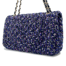 将图像加载到图库查看器中，CHANEL Matelasse Double Flap ChainShoulder Purple/BlackA01112 Tweed Size 25
