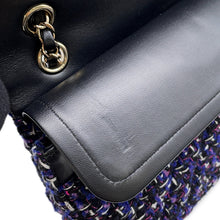 Load image into Gallery viewer, CHANEL Matelasse Double Flap ChainShoulder Purple/BlackA01112 Tweed Size 25
