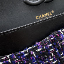 Load image into Gallery viewer, CHANEL Matelasse Double Flap ChainShoulder Purple/BlackA01112 Tweed Size 25
