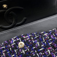 Load image into Gallery viewer, CHANEL Matelasse Double Flap ChainShoulder Purple/BlackA01112 Tweed Size 25
