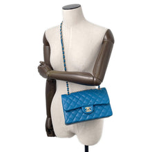 Load image into Gallery viewer, CHANEL Matelasse Double Flap ChainShoulder BlueA01113 Caviar Leather Size 23
