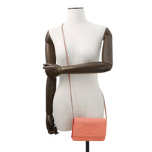Load image into Gallery viewer, CHANEL CC Logo Chain Wallet salmon pinkA48654 Caviar Leather
