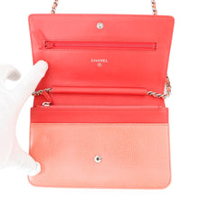 Load image into Gallery viewer, CHANEL CC Logo Chain Wallet salmon pinkA48654 Caviar Leather
