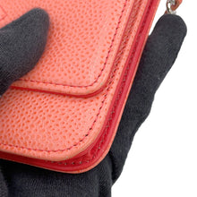 Load image into Gallery viewer, CHANEL CC Logo Chain Wallet salmon pinkA48654 Caviar Leather

