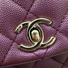 将图像加载到图库查看器中，CHANEL Coco Handle Matelasse Handbag MetalicPurpleAS2215 Caviar Leather Size XXS

